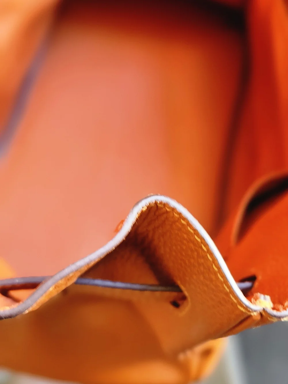 Elegant Orange Leather Tote Bag with Scarf Accent